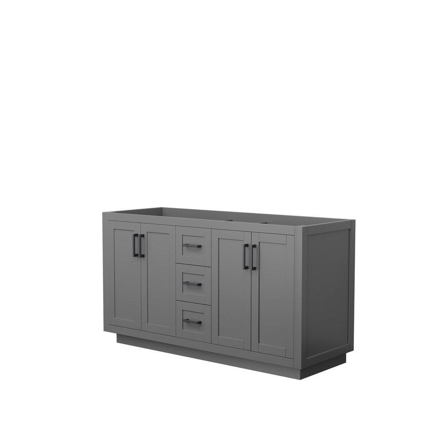 Wyndham Collection Miranda 60" Double Bathroom Dark Gray Vanity With Matte Black Trim