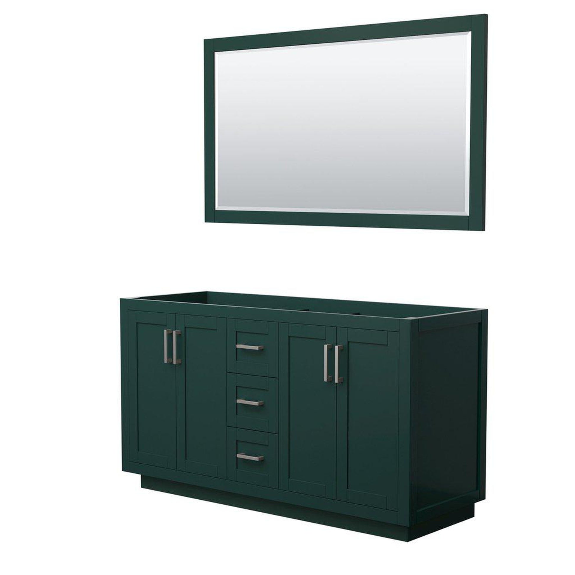 Wyndham Collection Miranda 60" Double Bathroom Green Vanity Set With 58" Mirror And Brushed Nickel Trim