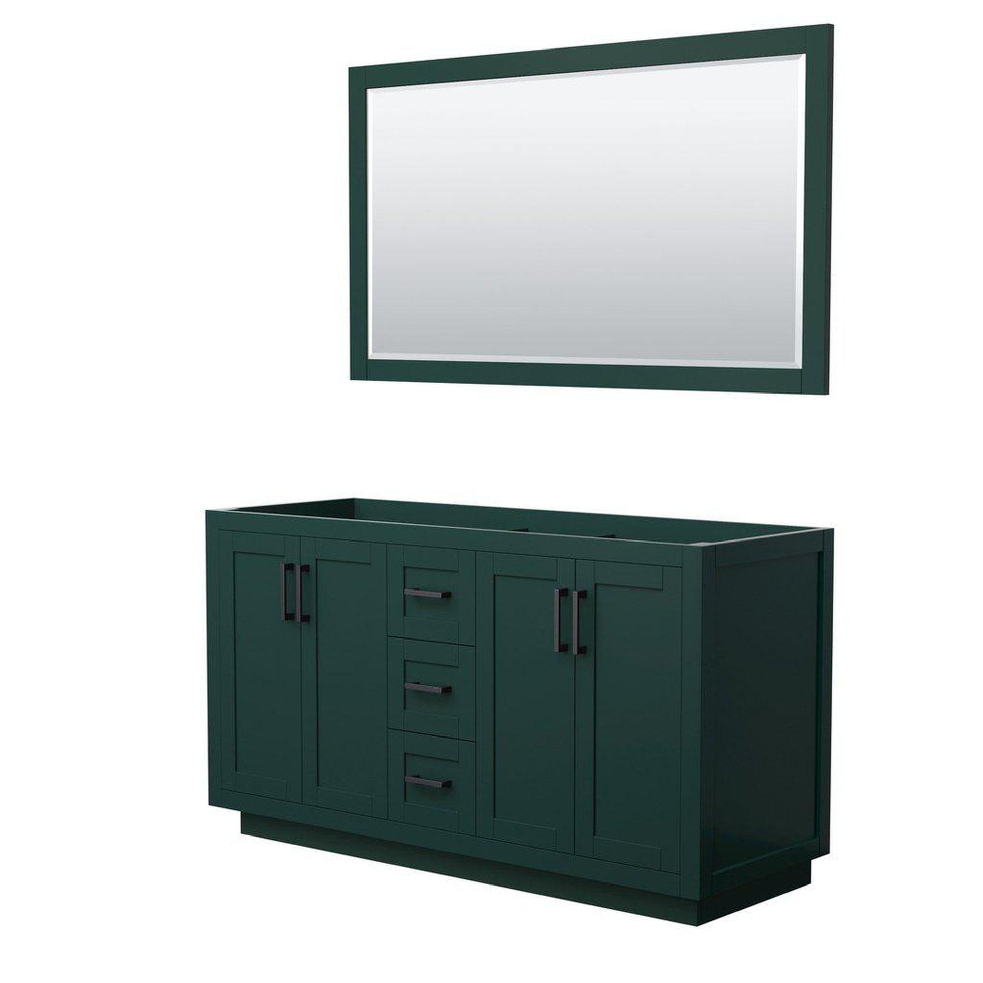 Wyndham Collection Miranda 60" Double Bathroom Green Vanity Set With 58" Mirror And Matte Black Trim