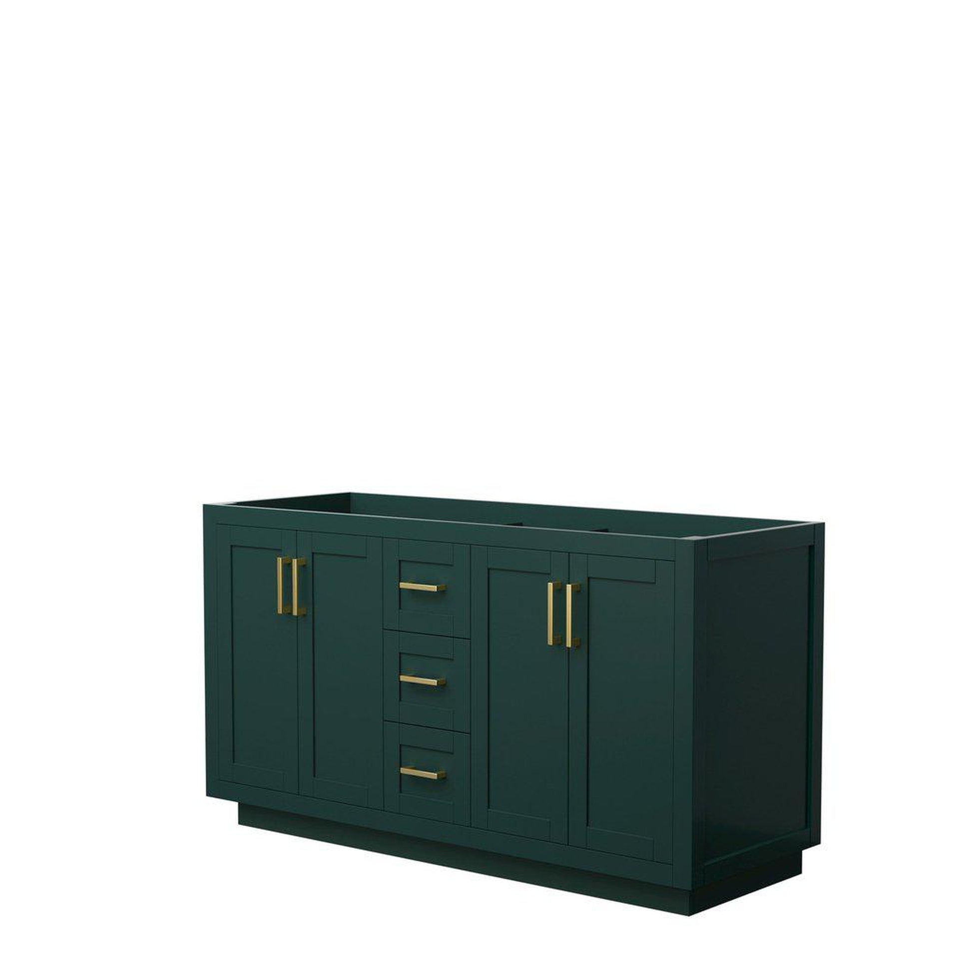Wyndham Collection Miranda 60" Double Bathroom Green Vanity With Brushed Gold Trim