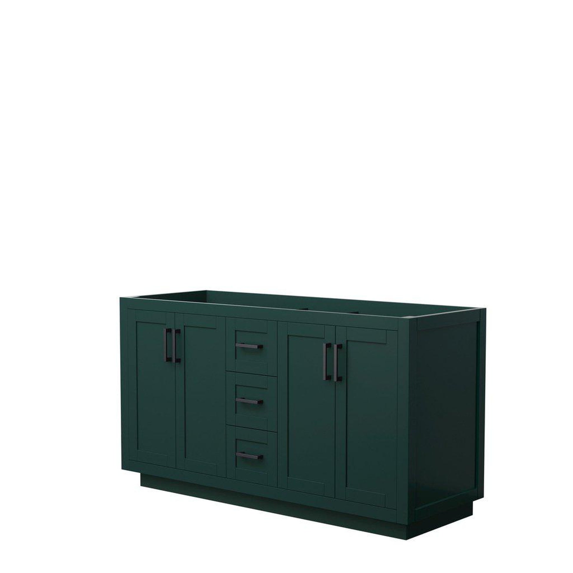 Wyndham Collection Miranda 60" Double Bathroom Green Vanity With Matte Black Trim