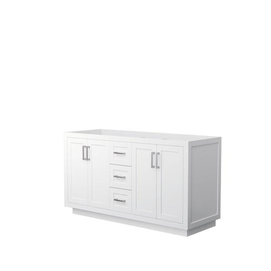 Wyndham Collection Miranda 60" Double Bathroom White Vanity With Brushed Nickel Trim