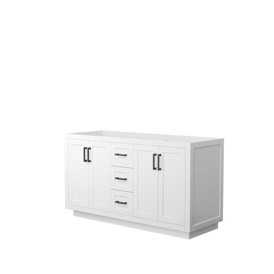 Wyndham Collection Miranda 60" Double Bathroom White Vanity With Matte Black Trim