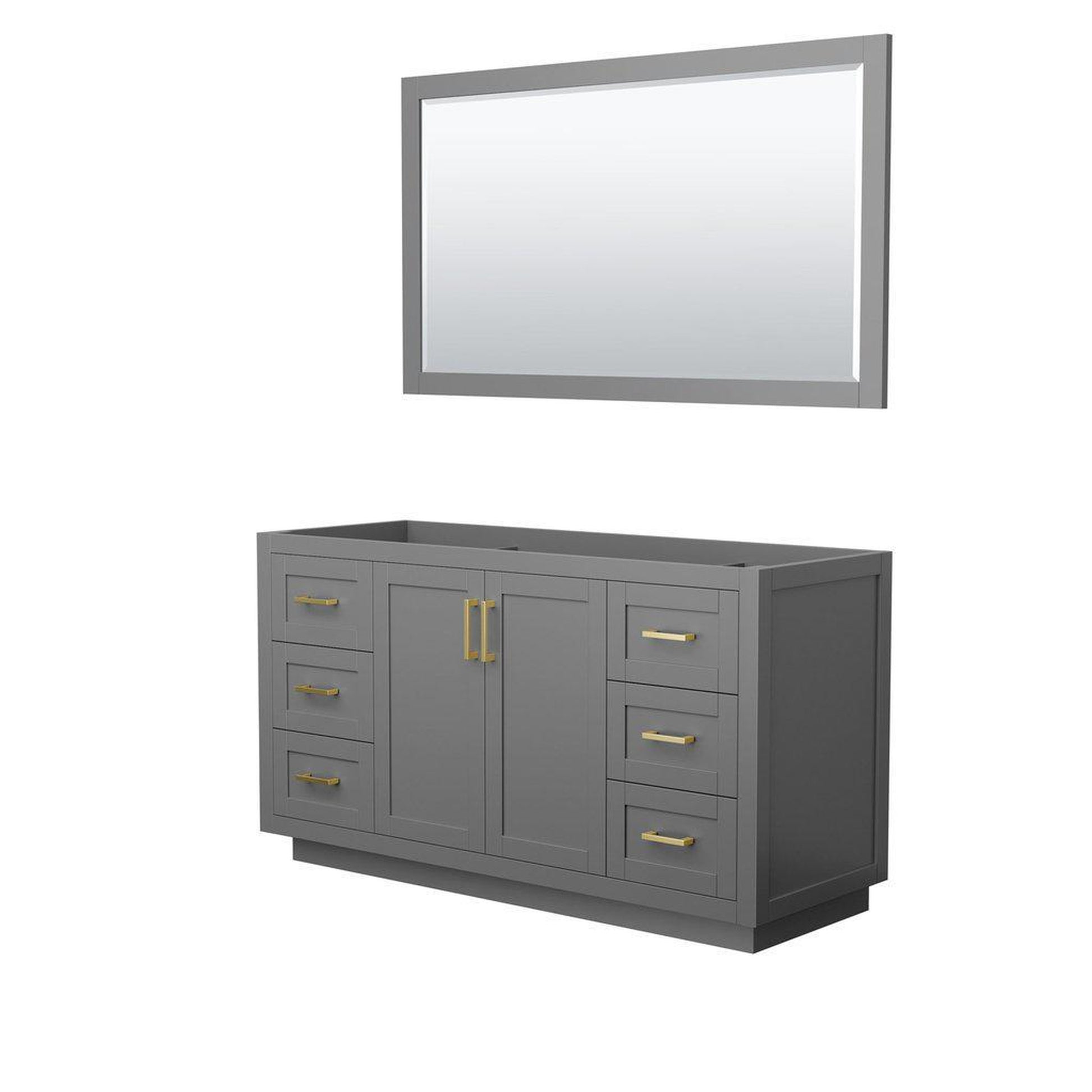 Wyndham Collection Miranda 60" Single Bathroom Dark Gray Vanity Set With 58" Mirror And Brushed Gold Trim