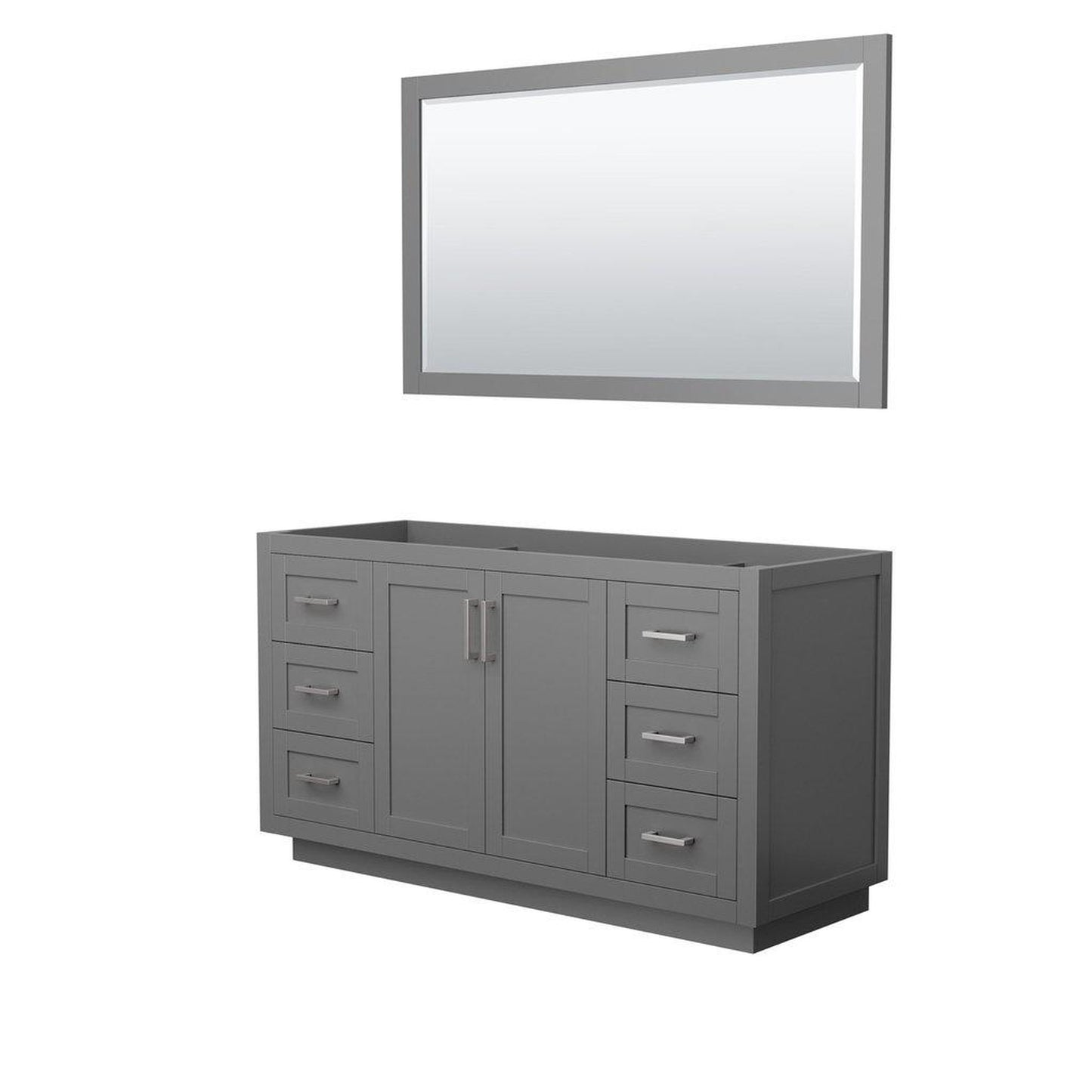 Wyndham Collection Miranda 60" Single Bathroom Dark Gray Vanity Set With 58" Mirror And Brushed Nickel Trim