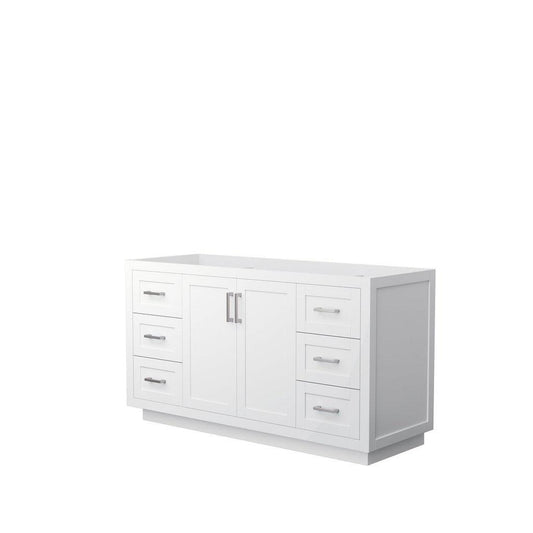 Wyndham Collection Miranda 60" Single Bathroom White Vanity With Brushed Nickel Trim