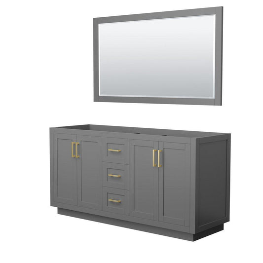 Wyndham Collection Miranda 66" Double Bathroom Dark Gray Vanity Set With 58" Mirror And Brushed Gold Trim
