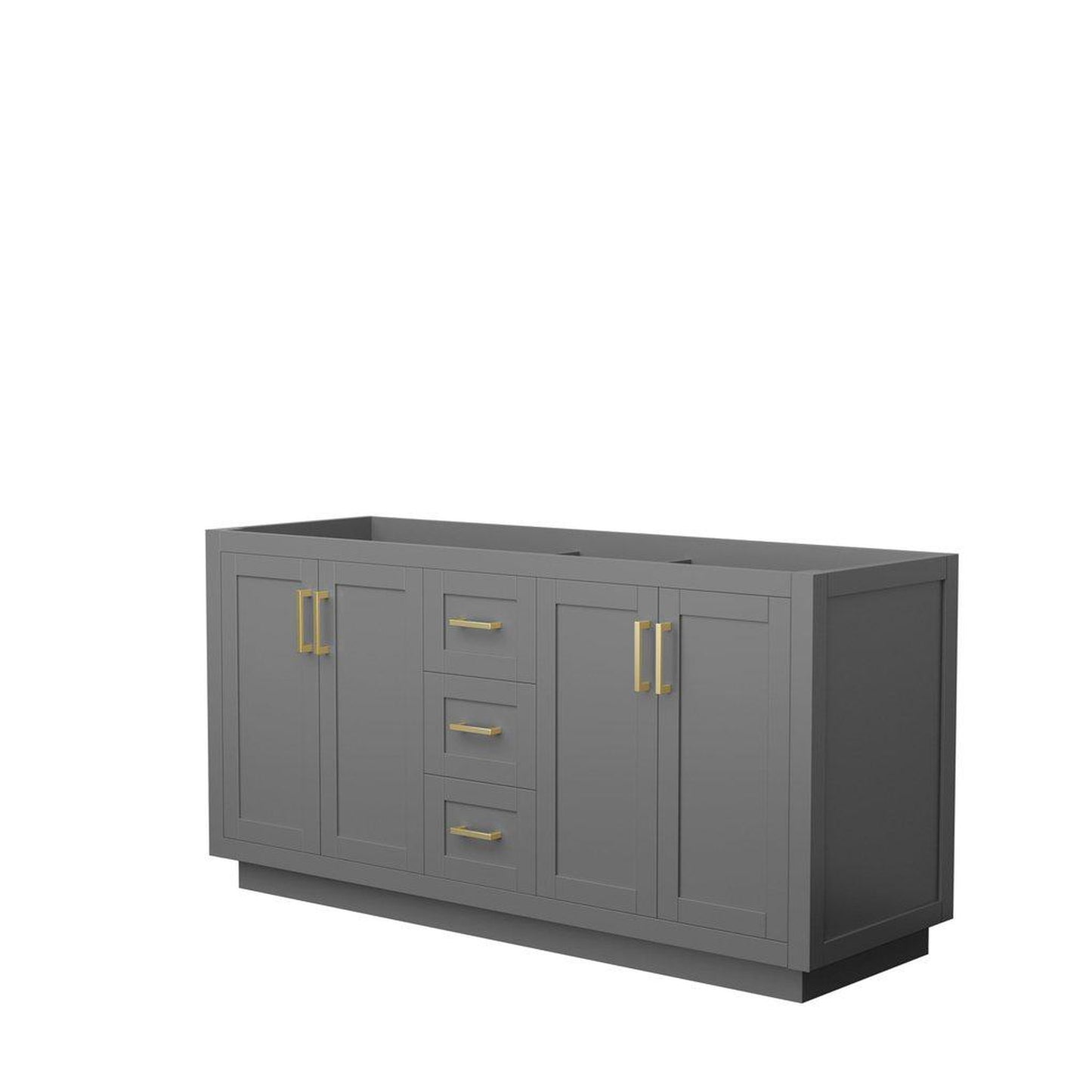 Wyndham Collection Miranda 66" Double Bathroom Dark Gray Vanity With Brushed Gold Trim