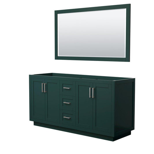Wyndham Collection Miranda 66" Double Bathroom Green Vanity Set With 58" Mirror And Brushed Nickel Trim