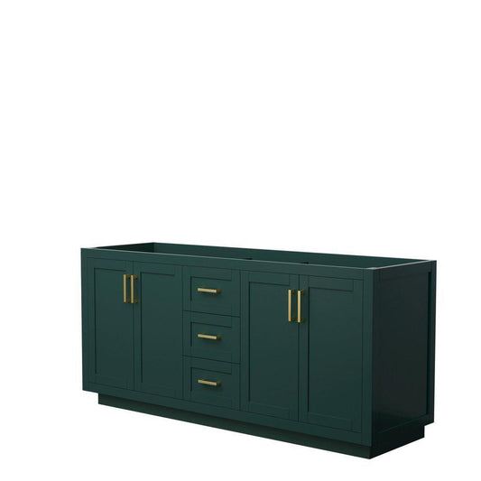 Wyndham Collection Miranda 72" Double Bathroom Green Vanity With Brushed Gold Trim