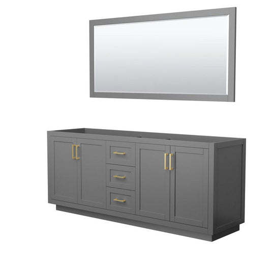Wyndham Collection Miranda 80" Double Bathroom Dark Gray Vanity Set With 70" Mirror And Brushed Gold Trim