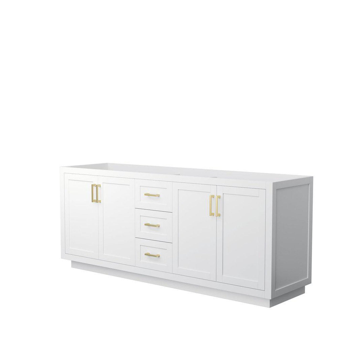 Wyndham Collection Miranda 80" Double Bathroom White Vanity With Brushed Gold Trim