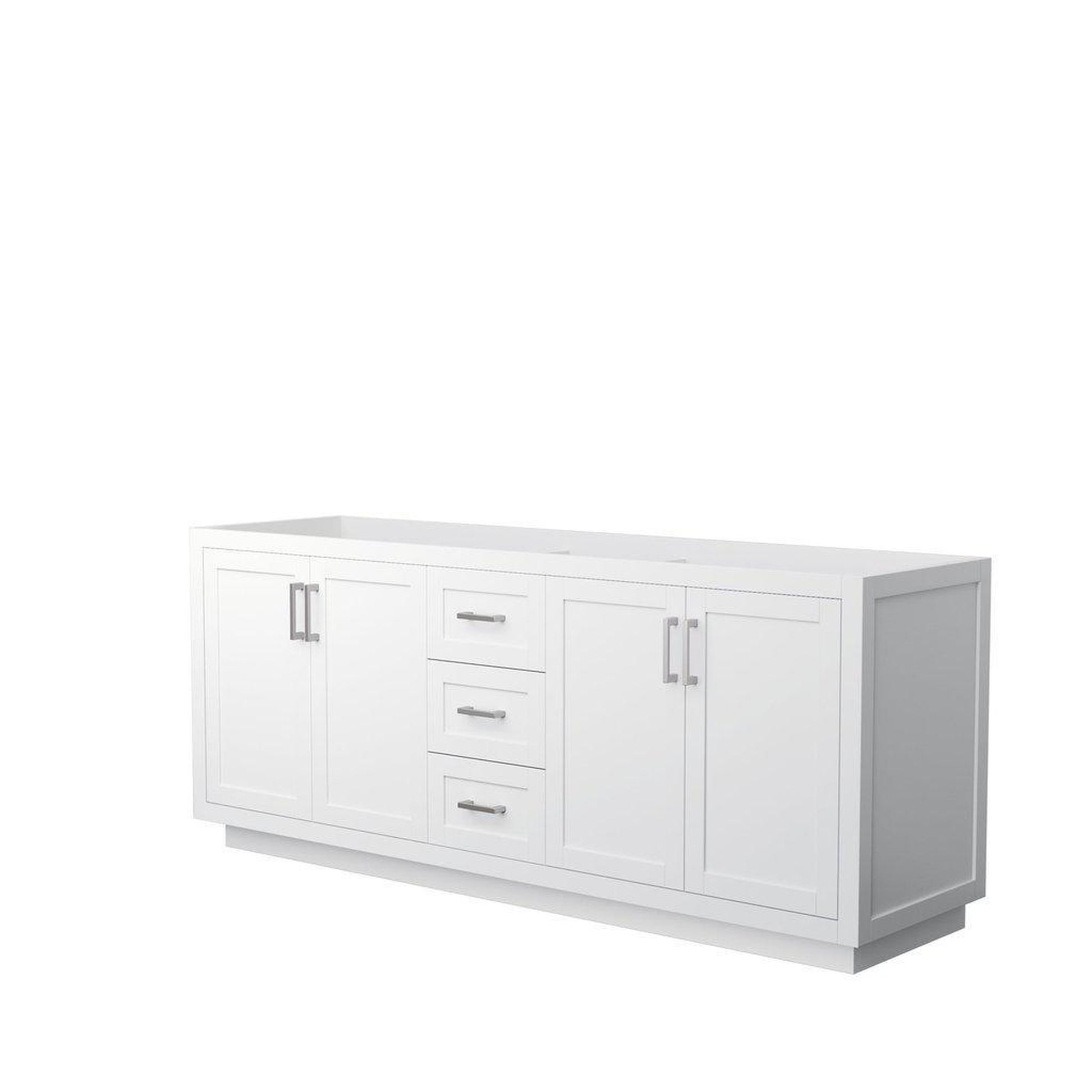 Wyndham Collection Miranda 80" Double Bathroom White Vanity With Brushed Nickel Trim