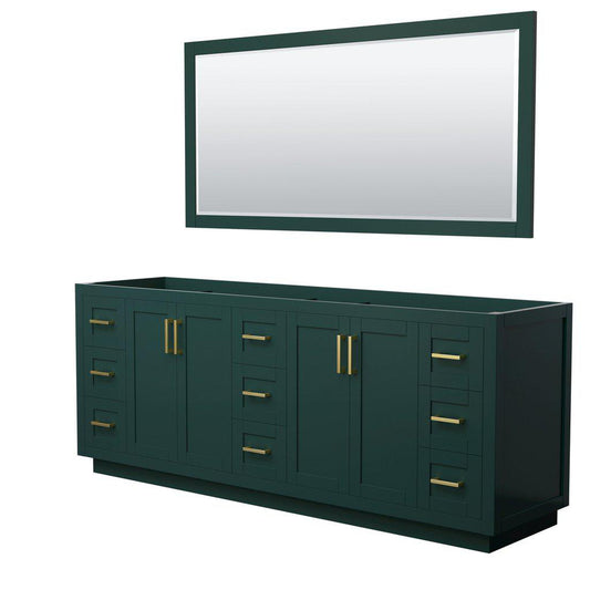 Wyndham Collection Miranda 84" Double Bathroom Green Vanity Set With 70" Mirror And Brushed Gold Trim