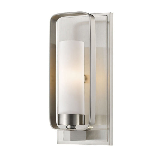 Z-Lite Aideen 5" 1-Light Brushed Nickel Wall Sconce With Matte Opal Glass Shade