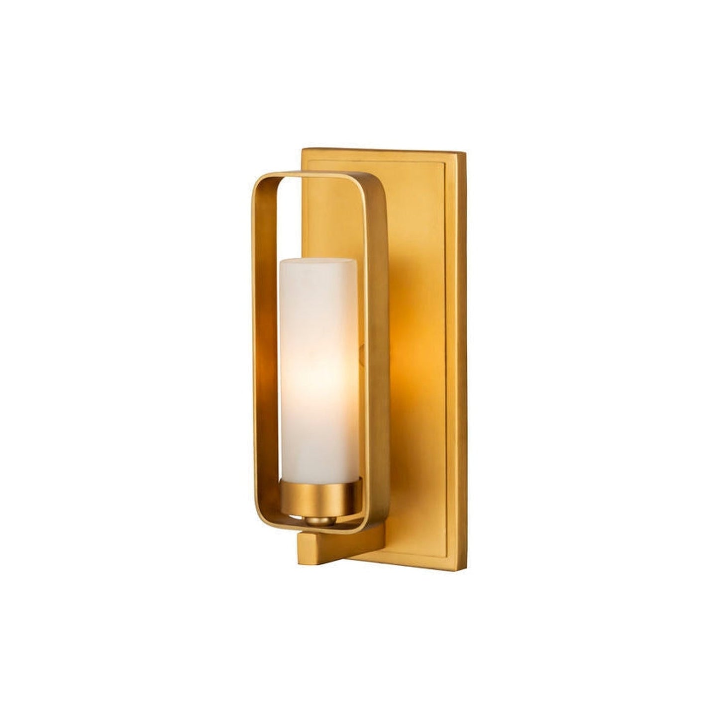 Z-Lite Aideen 5" 1-Light Tawny Brass Wall Sconce With Matte Opal Glass Shade