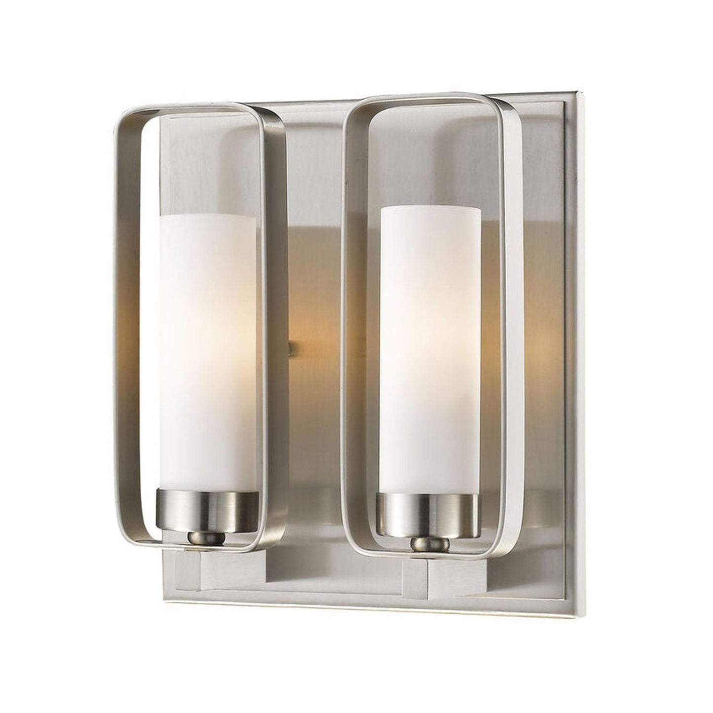 Z-Lite Aideen 9" 2-Light Brushed Nickel Wall Sconce With Matte Opal Glass Shade