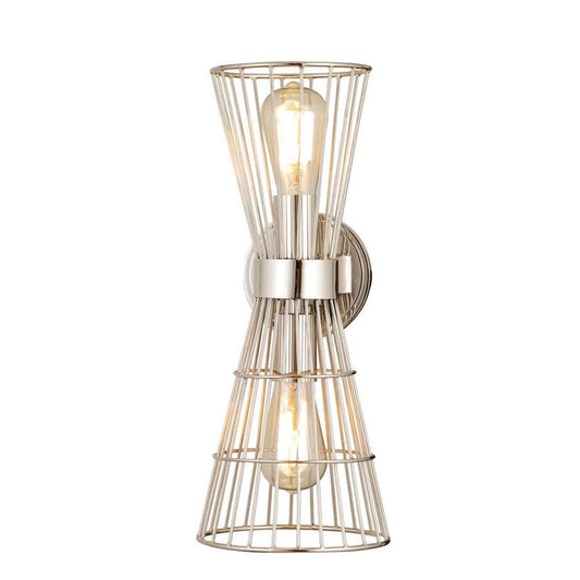 Z-Lite Alito 7" 2-Light Polished Nickel Wall Sconce With Geometric Iron Frame