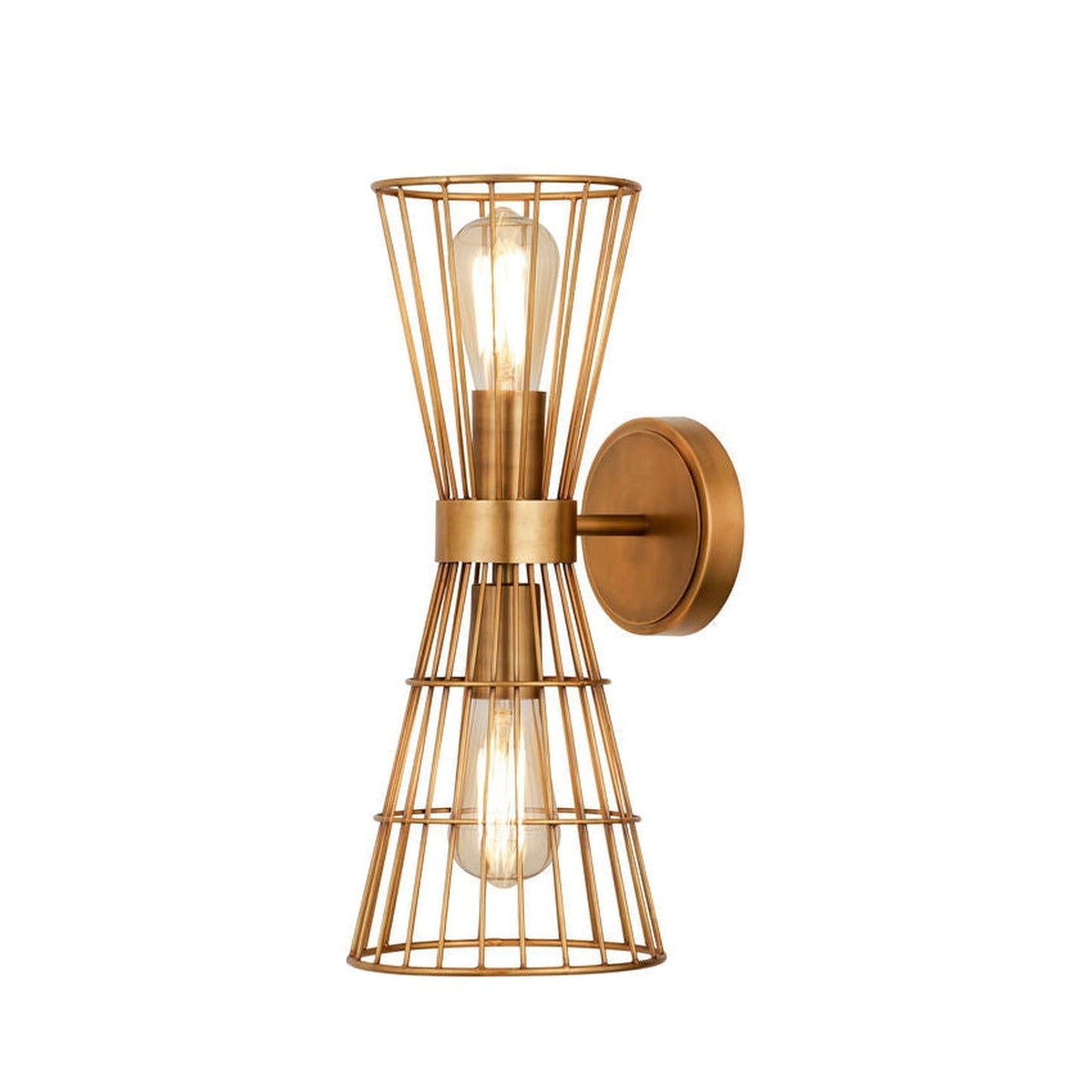Z-Lite Alito 7" 2-Light Rubbed Brass Wall Sconce With Geometric Iron Frame