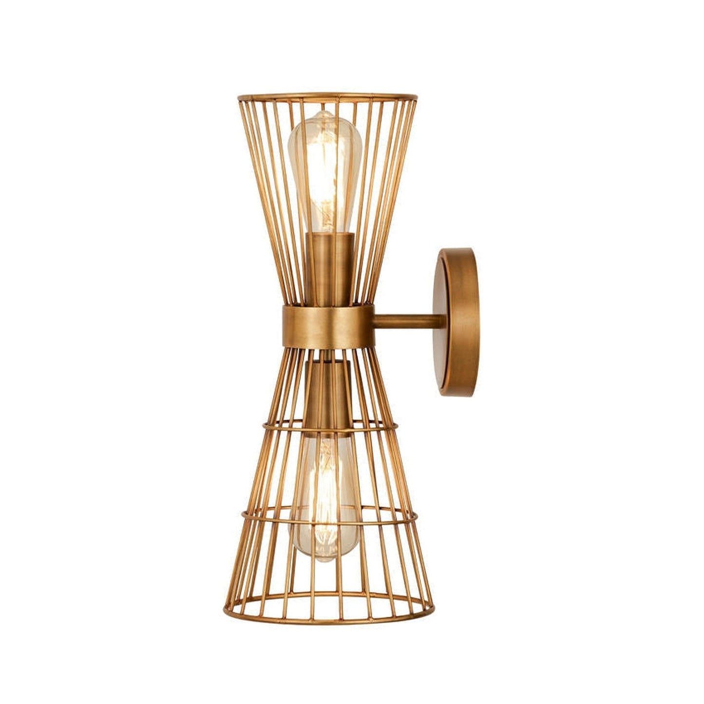 Z-Lite Alito 7" 2-Light Rubbed Brass Wall Sconce With Geometric Iron Frame