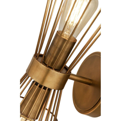 Z-Lite Alito 7" 2-Light Rubbed Brass Wall Sconce With Geometric Iron Frame