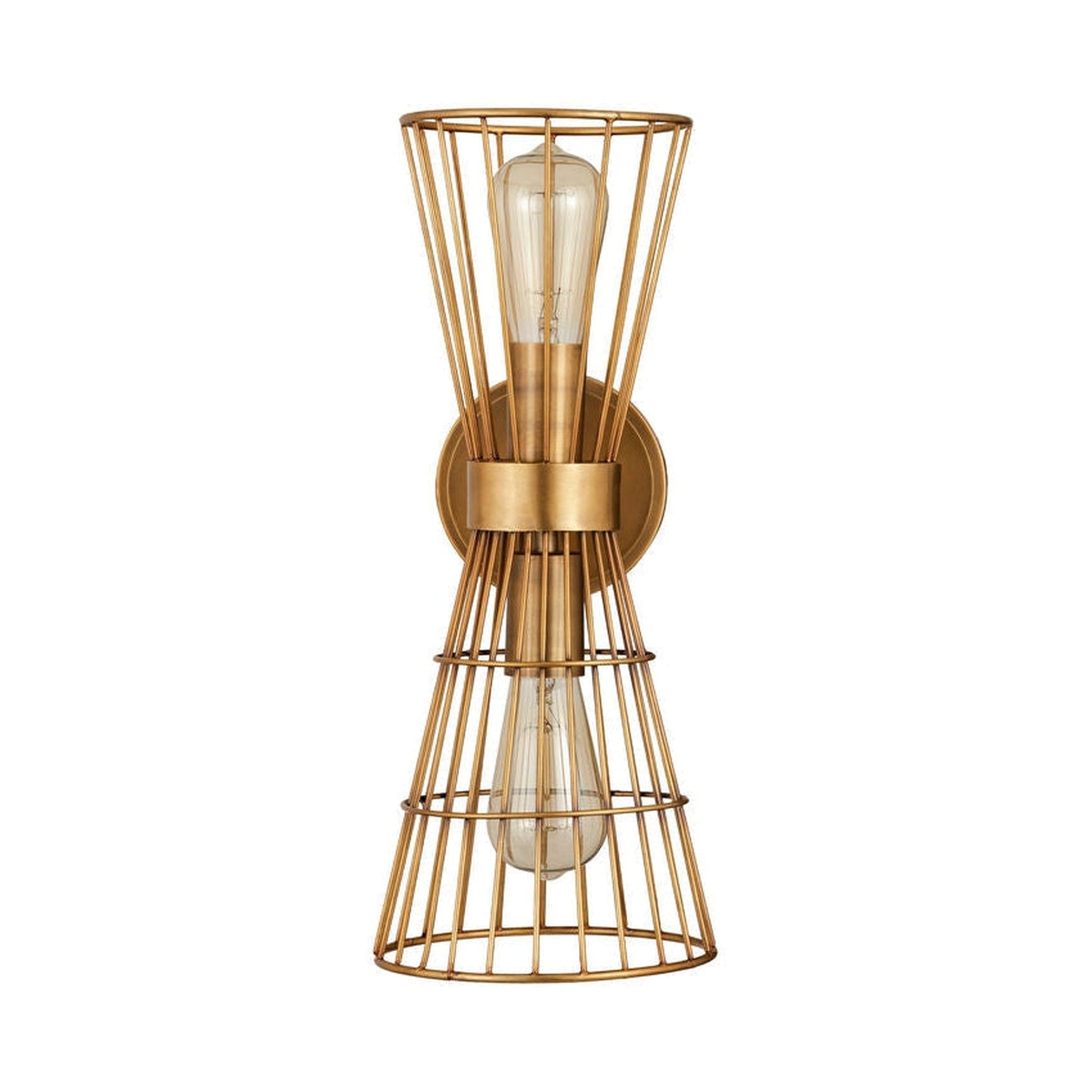 Z-Lite Alito 7" 2-Light Rubbed Brass Wall Sconce With Geometric Iron Frame