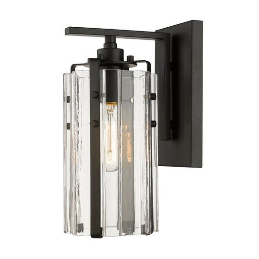 Z-Lite Alverton 5" 1-Light Matte Black Wall Sconce With Clear Glass Shade
