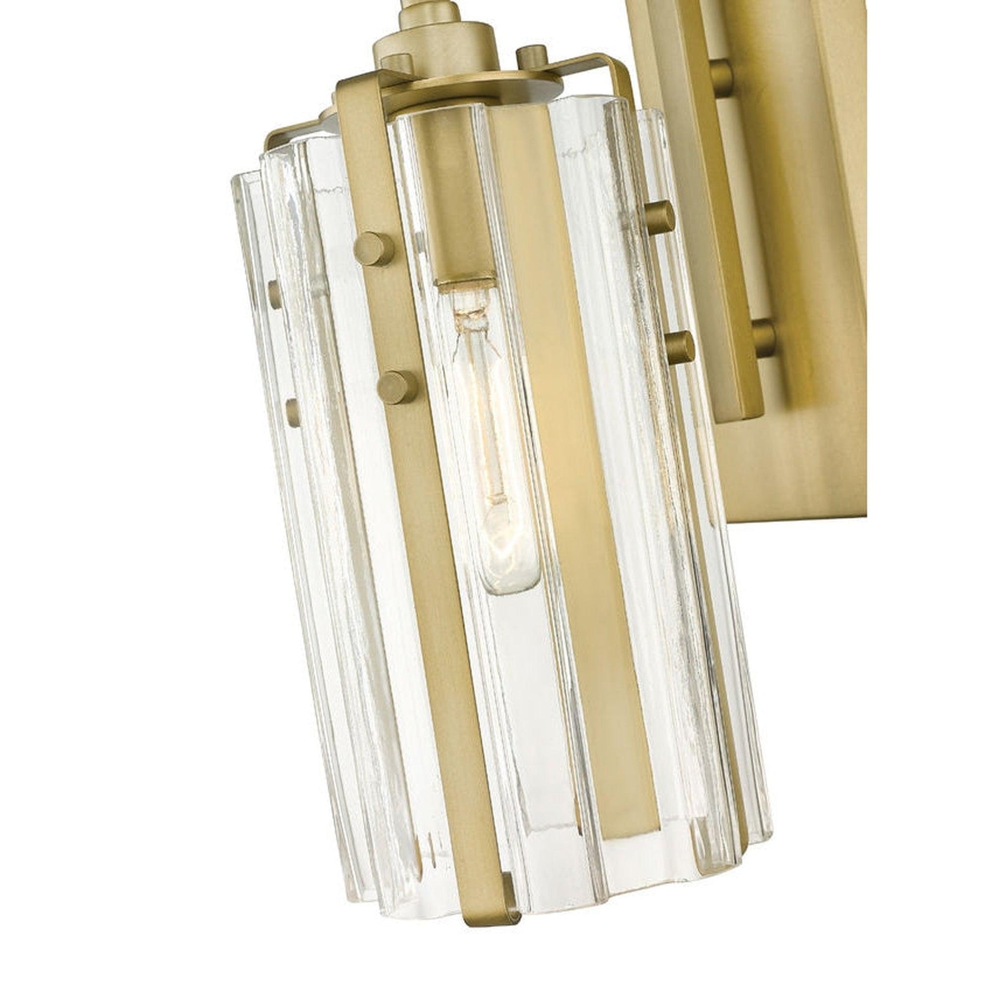 Z-Lite Alverton 5" 1-Light Rubbed Brass Wall Sconce With Clear Glass Shade