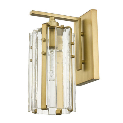 Z-Lite Alverton 5" 1-Light Rubbed Brass Wall Sconce With Clear Glass Shade