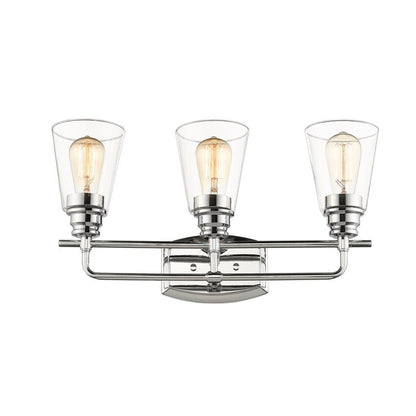 Z-Lite Annora 21" 3-Light Chrome Vanity Light With Clear Glass Shade
