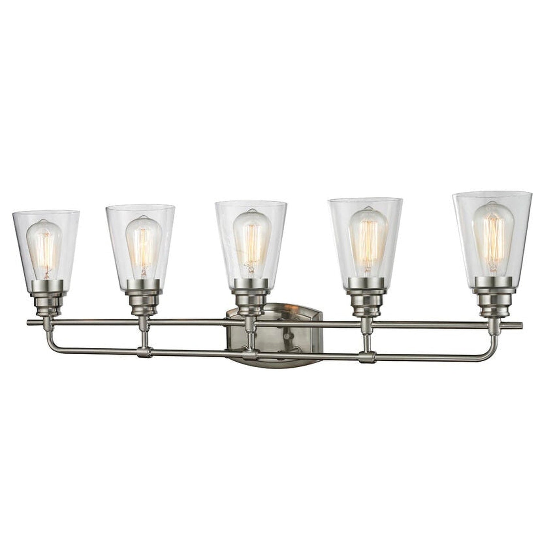 Z-Lite Annora 37" 5-Light Brushed Nickel Vanity Light With Clear Glass Shade