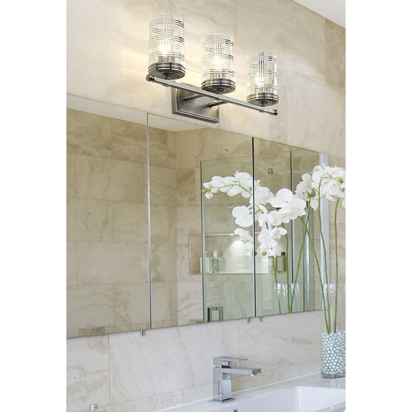 Z-Lite Archer 25" 3-Light Brushed Nickel Vanity Light With Clear Glass Shade
