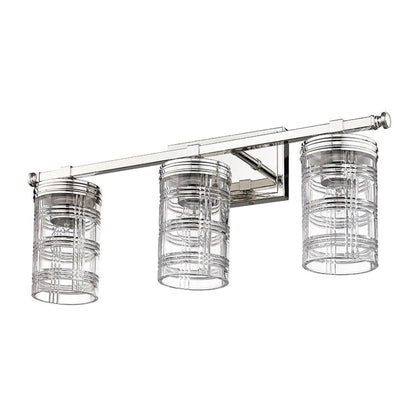 Z-Lite Archer 25" 3-Light Polished Nickel Vanity Light With Clear Glass Shade