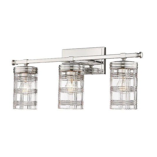 Z-Lite Archer 25" 3-Light Polished Nickel Vanity Light With Clear Glass Shade