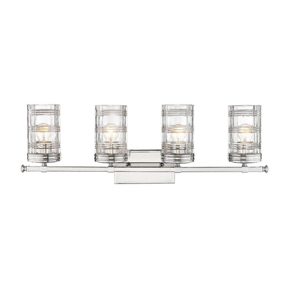 Z-Lite Archer 33" 4-Light Polished Nickel Vanity Light With Clear Glass Shade