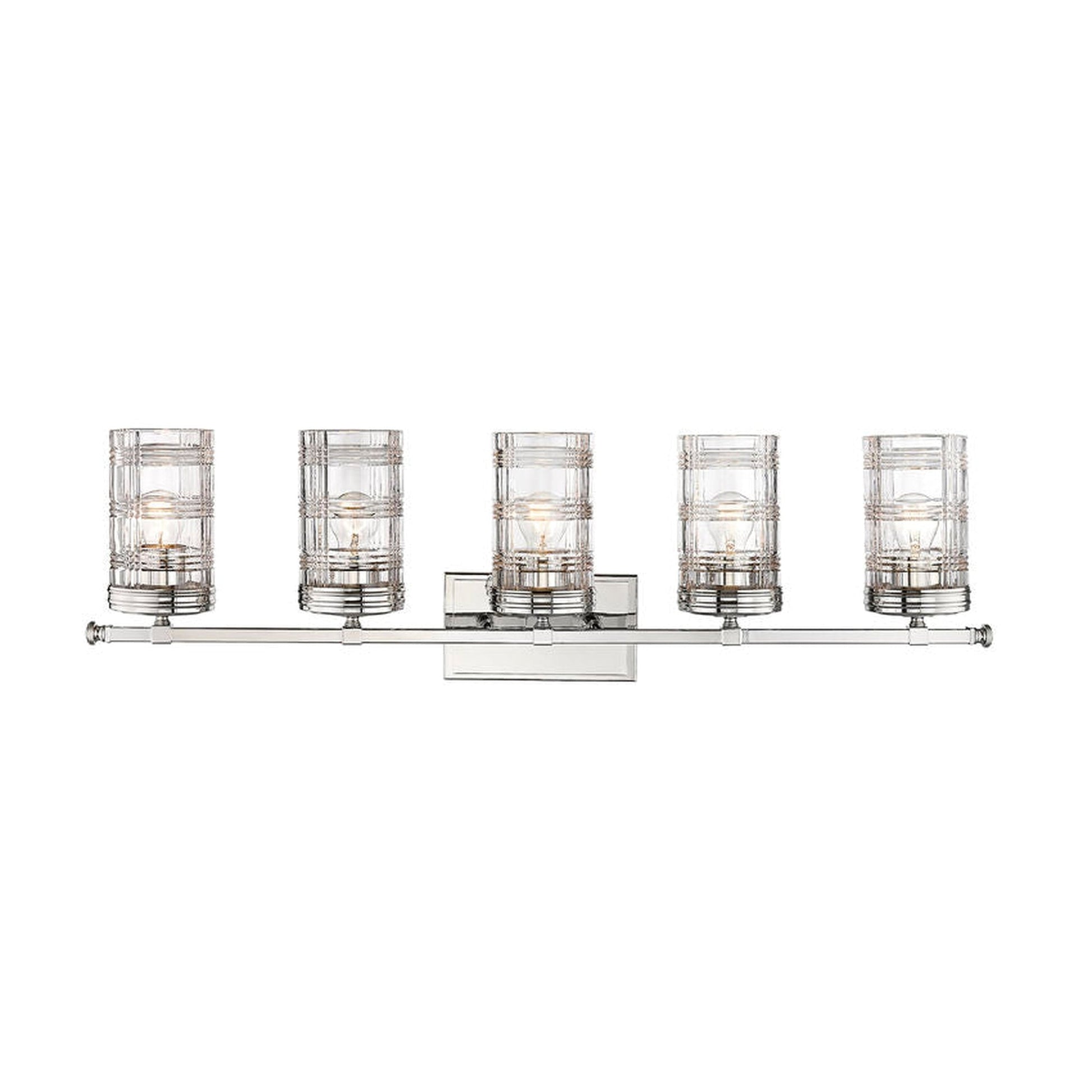 Z-Lite Archer 38" 5-Light Polished Nickel Vanity Light With Clear Glass Shade