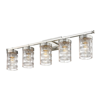 Z-Lite Archer 38" 5-Light Polished Nickel Vanity Light With Clear Glass Shade