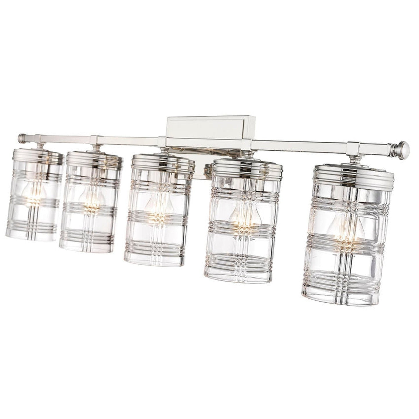 Z-Lite Archer 38" 5-Light Polished Nickel Vanity Light With Clear Glass Shade