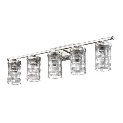 Z-Lite Archer 38" 5-Light Polished Nickel Vanity Light With Clear Glass Shade