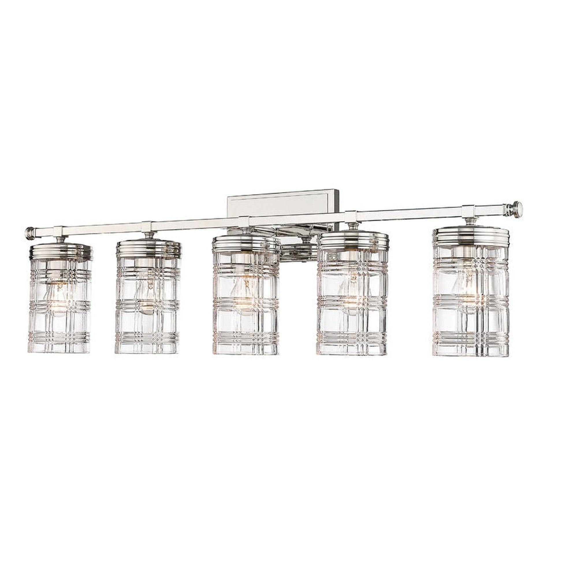 Z-Lite Archer 38" 5-Light Polished Nickel Vanity Light With Clear Glass Shade