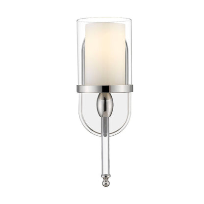 Z-Lite Argenta 5" 1-Light Chrome Wall Sconce With Clear Glass and Matte Opal Shade