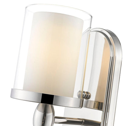 Z-Lite Argenta 5" 1-Light Chrome Wall Sconce With Clear Glass and Matte Opal Shade