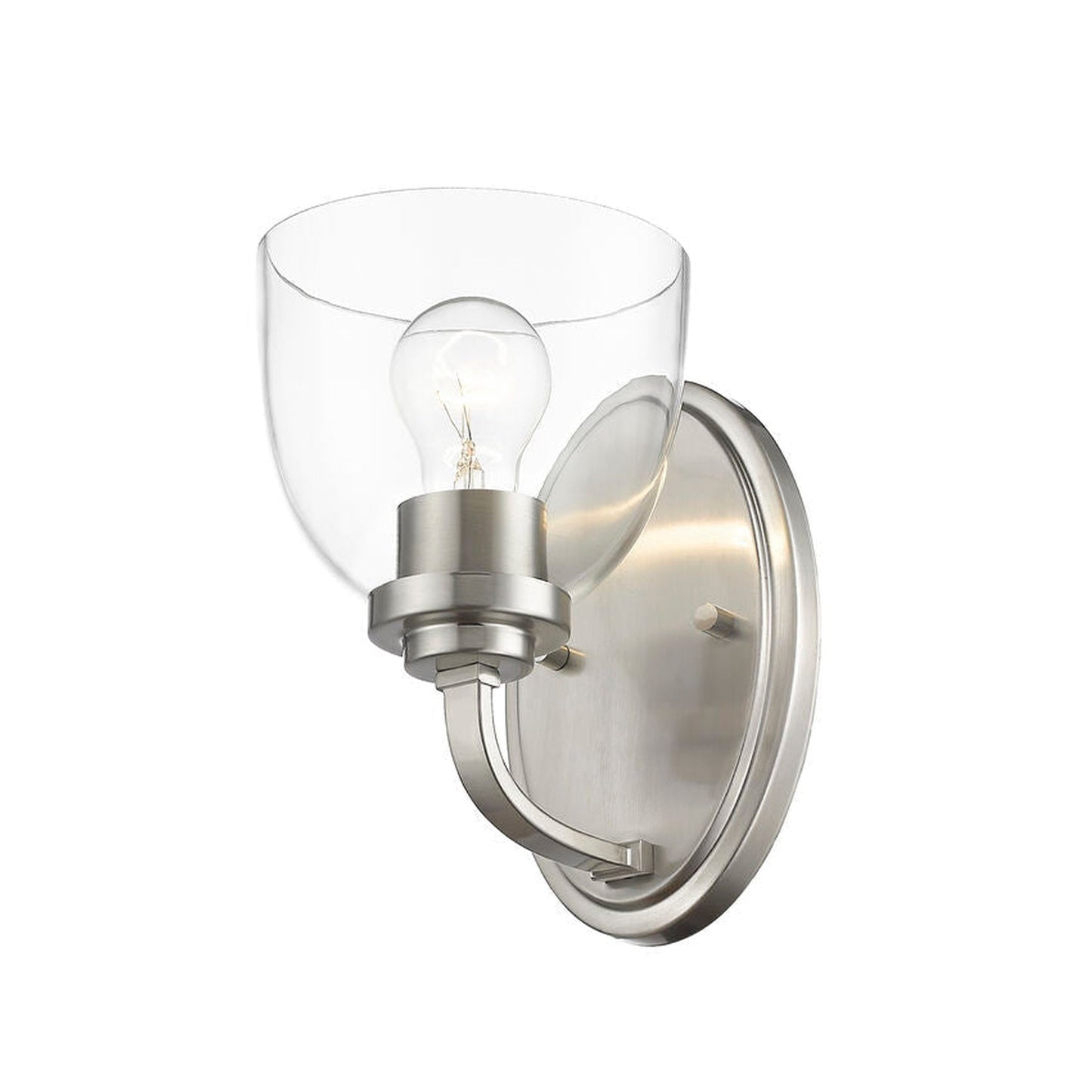Z-Lite Ashton 6" 1-Light Clear Glass Shade Wall Sconce With Brushed Nickel Frame Finish