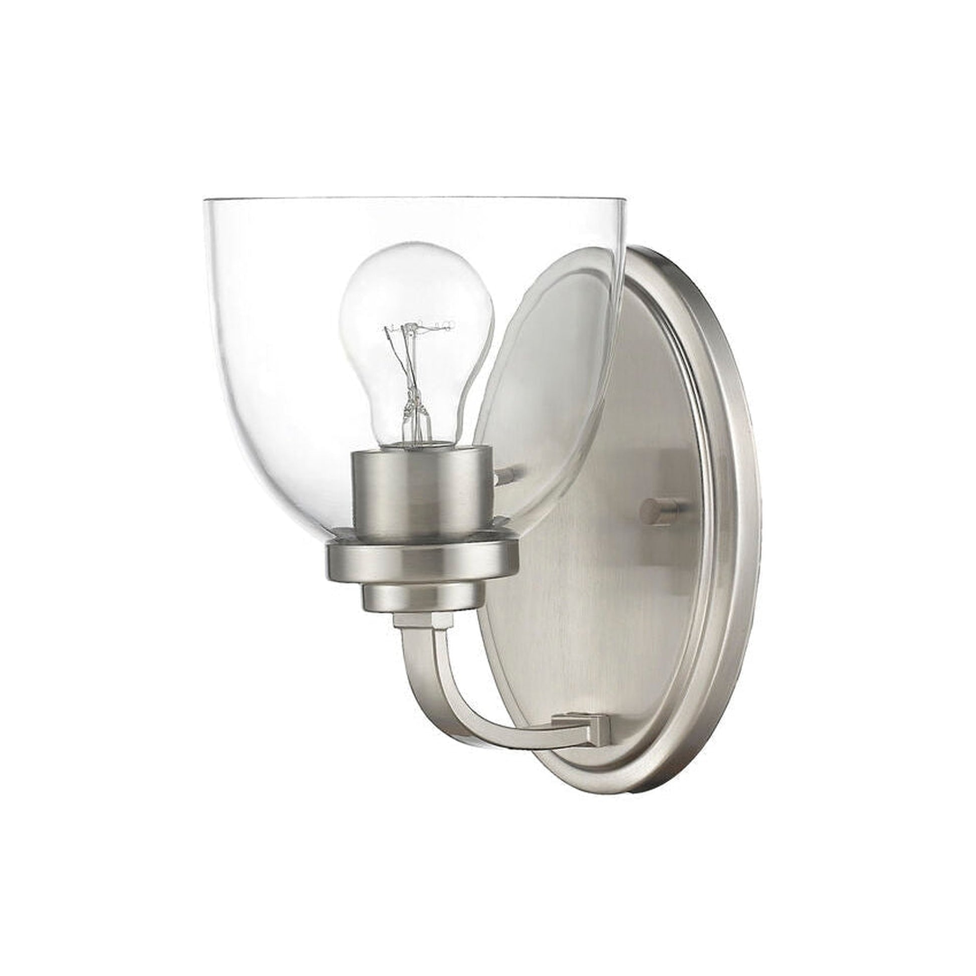 Z-Lite Ashton 6" 1-Light Clear Glass Shade Wall Sconce With Brushed Nickel Frame Finish