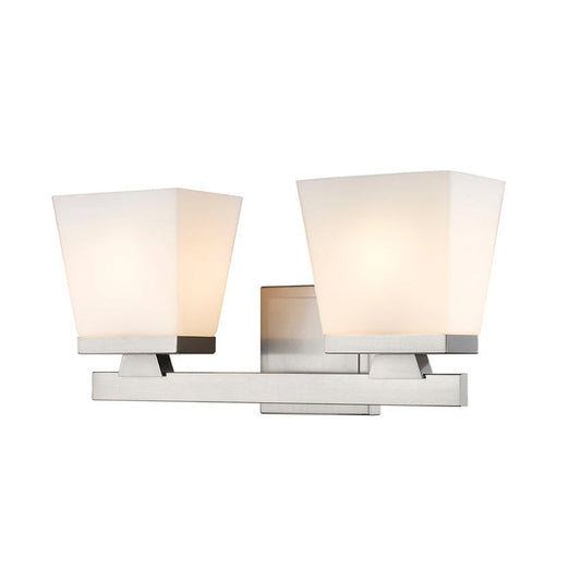 Z-Lite Astor 16" 2-Light Brushed Nickel Vanity Light With Etched Opal Glass Shade