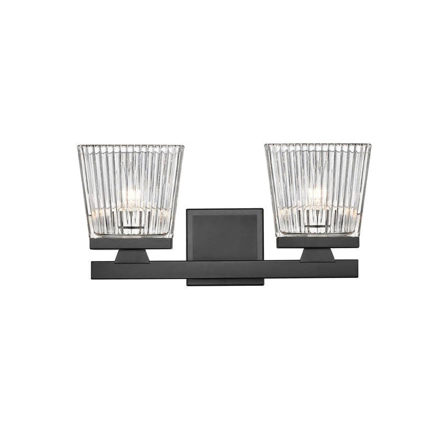 Z-Lite Astor 16" 2-Light Matte Black Vanity Light With Clear Glass Shade