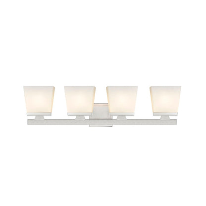 Z-Lite Astor 29" 4-Light Brushed Nickel Vanity Light With Etched Opal Glass Shade