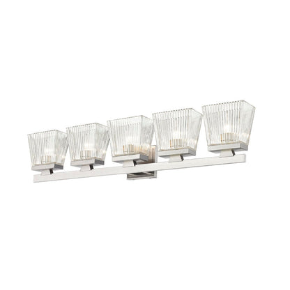Z-Lite Astor 36" 5-Light Brushed Nickel Vanity Light With Clear Glass Shade