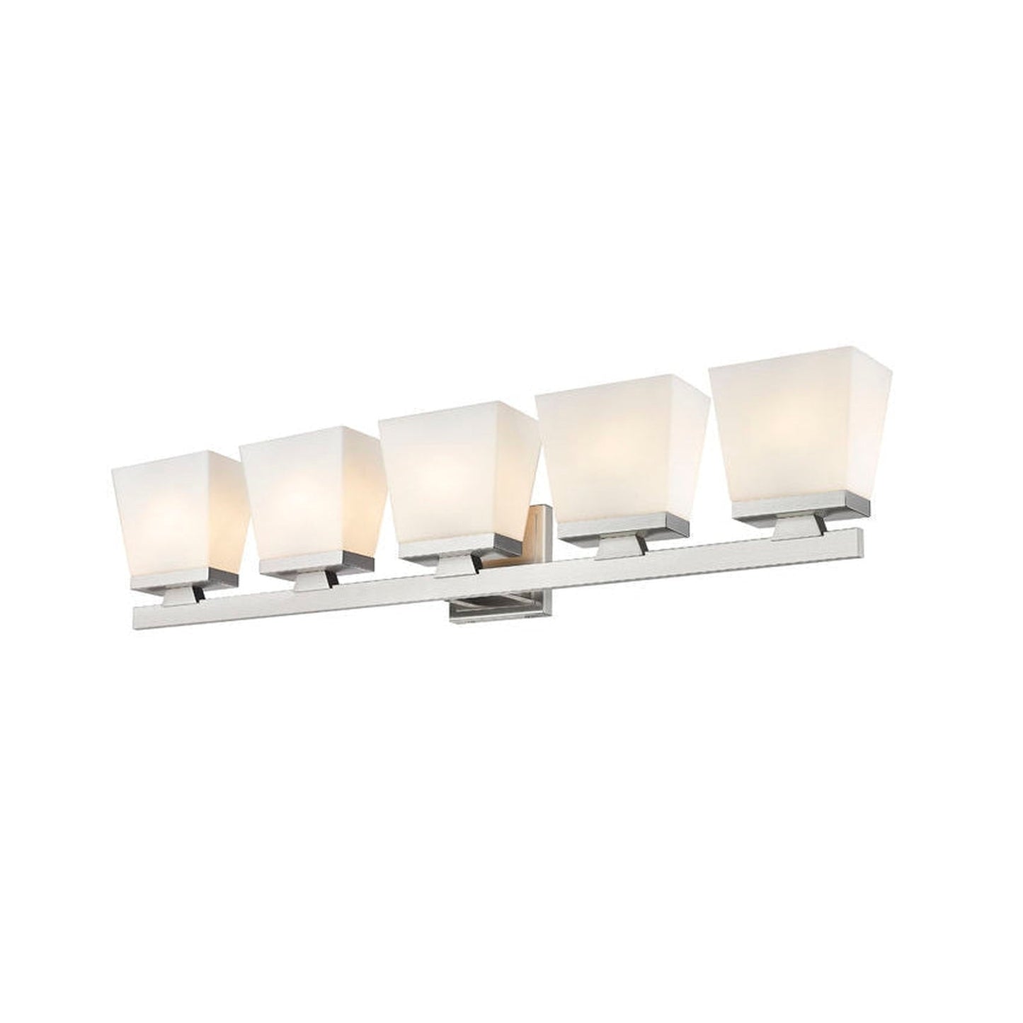 Z-Lite Astor 36" 5-Light Brushed Nickel Vanity Light With Etched Opal Glass Shade