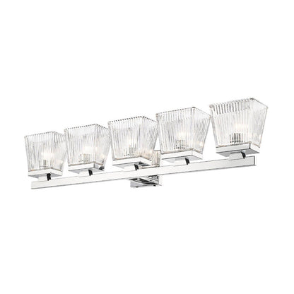 Z-Lite Astor 36" 5-Light Chrome Vanity Light With Clear Glass Shade